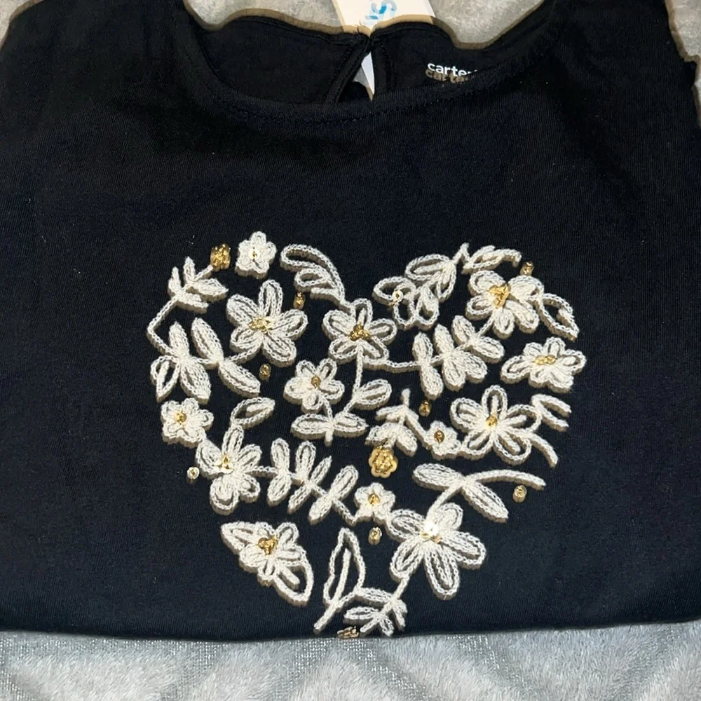 Carter’s Girl’s Black Long Sleeve With a Heart Detail.